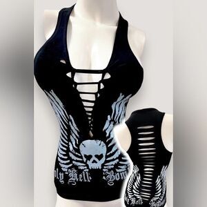 Bombshell Slashed Tank with Side Ties